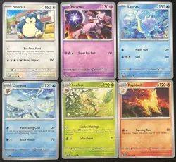 6 Card Pokemon TCG Lot Snorlax , Mewtwo , Lapras , Glaceon , Leafeon , Rapidash - Image 1