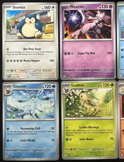 6 Card Pokemon TCG Lot Snorlax , Mewtwo , Lapras , Glaceon , Leafeon , Rapidash - Image 2