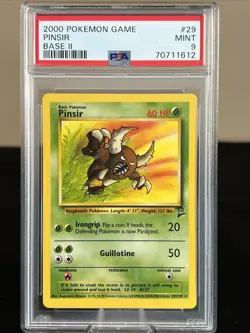 PSA 9 Pinsir Base Set 2 29/130 Unlimited Pokemon Card Non Holo MINT - Image 1