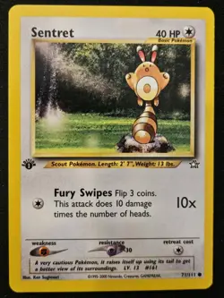1st Edition Sentret 71/111 Neo Genesis WoTC Pokemon Trading Card Game 2000 NM/LP - Image 1