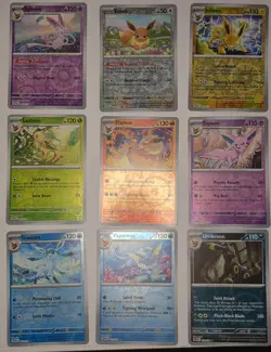 Prismatic Evolutions Complete 9 Card Eevee-lutions Set ALL REVERSE HOLO NM - Image 1