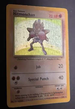 Pokemon Hitmonchan Base Set Holo Rare 7/102 Unlimited Vintage Card TCG 2GR - Image 3