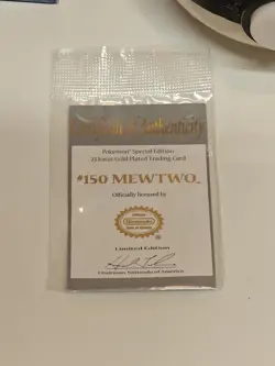 Pokemon Mewtwo 23K Gold-Plated Trading Card 1999 Blue Box With CoA - Image 5