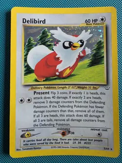 Pokemon TCG Delibird Neo Revelation Holo Card 5/64 WOTC Card Bundle - Image 2
