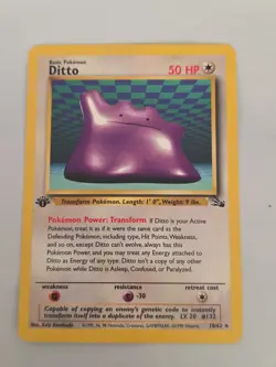 1st Edition DITTO First Edition 1999 Fossil Pokemon Non-Holo Card #18/62 - Image 1