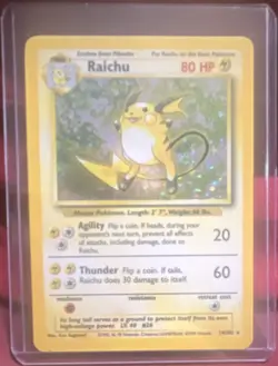 Pokemon Raichu Base Set Holo Rare 14/102 80 HP Wizards 1999 English Card - Image 1