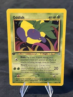 Oddish 68/111 Pokemon Neo Genesis First Edition 2000 English Card HP Condition - Image 1