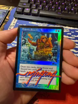 MTG Foil Frantic Search Urza's Legacy Instant Blue 1999 Jeff Miracola 33/143 - Image 1