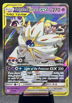 Solgaleo & Lunala GX 75/236 Ultra Rare Cosmic Eclipse Pokemon Tag Team - Image 1