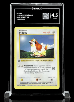 1st Edition Pidgey 1999 WOTC Pokemon Base Set #57/102 Shadowless VG/EX+ TAG 4.5 - Image 1