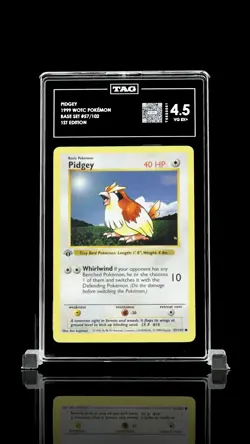 1st Edition Pidgey 1999 WOTC Pokemon Base Set #57/102 Shadowless VG/EX+ TAG 4.5 - Image 4