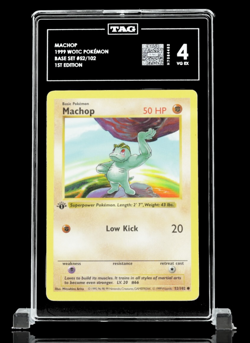 1st Edition Machop 1999 WOTC Pokemon Baset Set 52/102 TAG 4 VG /EX Card! - Image 1