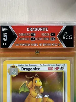 Pokemon Fossil Dragonite 1st Edition Holo Rare #4/62 RCG 1999 English 100 HP - Image 2