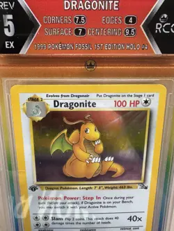 Pokemon Fossil Dragonite 1st Edition Holo Rare #4/62 RCG 1999 English 100 HP - Image 3