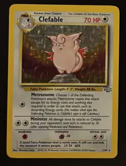 Pokemon Clefable Jungle Set Holo Rare 1/64 Unlimited Vintage Card TCG GR - Image 1