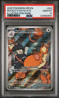 Pokemon Team Rocket's Raticate Destined Rivals Illustration Rare #202 PSA 10 - Image 1