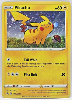 Pokemon TCG Sword & Shield Pikachu SWSH039 Cosmos Holo Promo SWIRL - Image 1