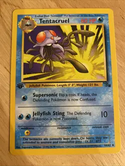 Tentacruel 44/62 1st Edition Fossil Regular Pokemon TCG LP - Image 1