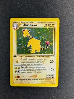 [LP+] ✨🌀 SWIRL Ampharos 1st Edition 01/64 Neo Revelation Holo Pokemon TCG - Image 1