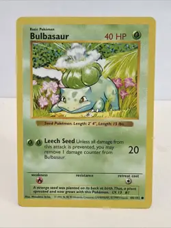 Pokemon Bulbasaur 44/102 Base Set Shadowless LP - Image 1