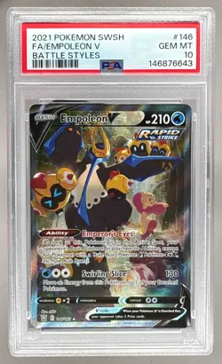 146876643 Empoleon V 2021 Pokemon Sword & Shield Battle Styles #146/163 PSA 10 - Image 1