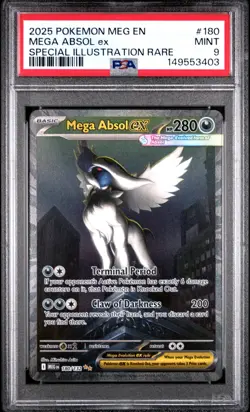 2025 POKEMON MEG EN-MEGA EVOLUTION SPECIAL ILLUSTRATION RARE MEGA ABSOL EX PSA 9 - Image 1