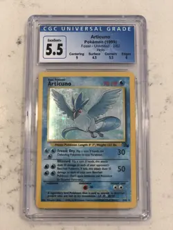 ARTICUNO - POKEMON [1999] FOSSIL UNLIMITED 2/62 HOLO--CGC 5.5 (PSA 6 Crossover)! - Image 1