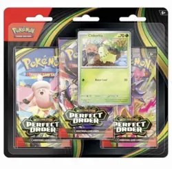 Pokemon TCG Mega Evolution: Perfect Order 3-Pack Blister - Chikorita Promo - NEW - Image 1