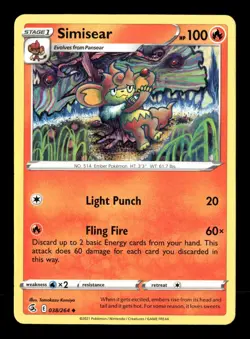 Simisear Fusion Strike 038/264 Pokemon Lightly Played Tomokazu Komiya - Image 1