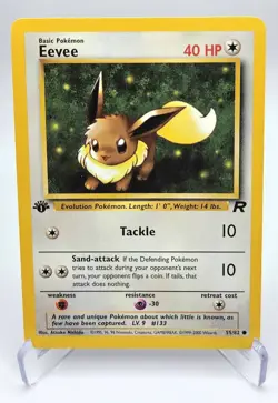 Eevee 55/82 Team Rocket Regular Vintage 1st Edition Common Pokemon WOTC - Image 1