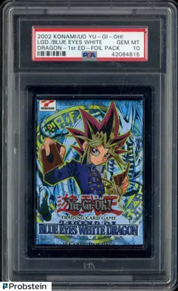 2002 Yu-Gi-Oh! Legend of Blue-Eyes White Dragon 1st Edition Foil Pack PSA 10 - Image 1
