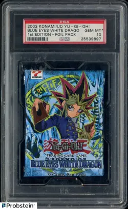 2002 Yu-Gi-Oh! Legend of Blue-Eyes White Dragon 1st Edition Foil Pack PSA 10 - Image 1