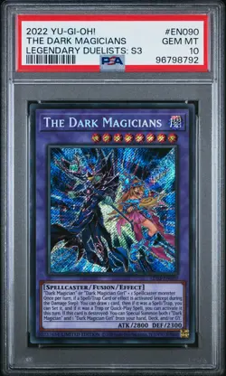 2022 YU-GI-OH! LEGENDARY DUELISTS: SEASON 3 #EN090 THE DARK MAGICIANS PSA 10 - Image 1
