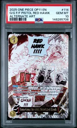 Gum-gum Fire-fist Pistol Red Hawk 114 Alternate Art One Piece PSA 10 - Image 1