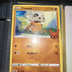 2021 Pokemon Battle Styles Trick or Trade 069/163 Cubone with miscut crimp error - Image 1
