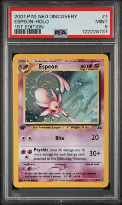 2001 POKEMON NEO DISCOVERY 1ST ED #1 ESPEON-HOLO PSA 9 - Image 1