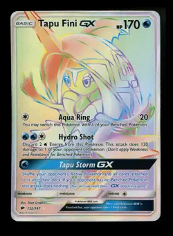 Tapu Fini GX 152/147 Burning Shadows 2017 Secret Rainbow Rare Pokemon Card TCG - Image 1