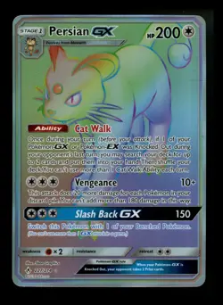 Persian GX 227/214 Cosmic Eclipse 2019 Secret Rainbow Rare Pokemon Card TCG - Image 1