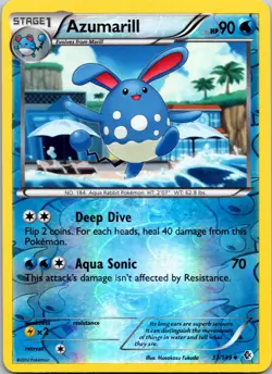 Pokemon 2012 Azumarill Boundaries Crossed REVERSE 37/149 Card LP-MP - Image 1