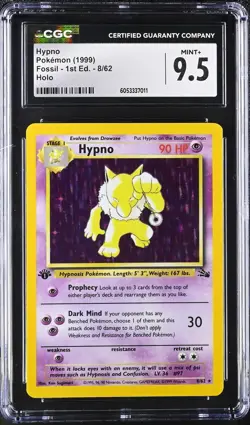 CGC 9.5 MINT+ Hypno 1st Edition Fossil 11/62 Holo 1999 Pokemon Card psa - Image 1