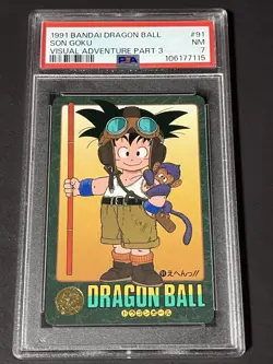 Dragon Ball Carddass Visual Adventure Part 3 No 91 Goku PSA 7 Used Card - Image 1