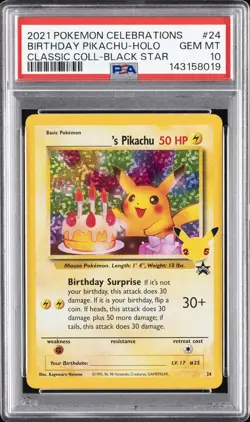 2021 POKEMON CELEBRATIONS CLASSIC COLLECTION #24 BIRTHDAY PIKACHU-HOLO PSA 10 - Image 1