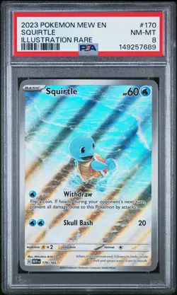 149257689 Squirtle 2023 Pokemon SV 151 #170/165 Illustration Rare PSA 8 - Image 1