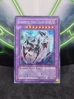 Yugioh Elemental Hero Chaos Neos GLAS-EN036 Secret Rare 1st Edition LP - Image 1