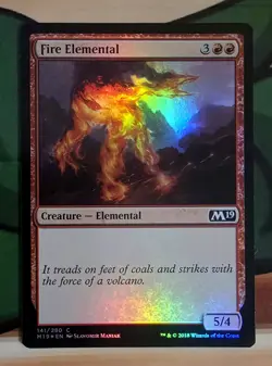 X 1 Fire Elemental FOIL NM M19 141 MTG Magic the Gathering - Image 1