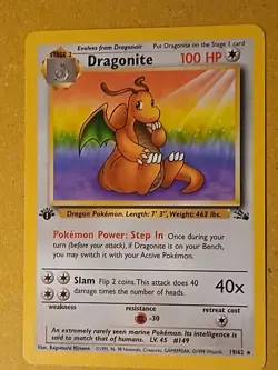 Dragonite - 19/62 - Pokemon Fossil 1st Edition Rare Card WOTC ( RARE ) MINT - Image 1