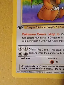 Dragonite - 19/62 - Pokemon Fossil 1st Edition Rare Card WOTC ( RARE ) MINT - Image 2