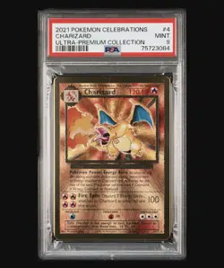 2021 Pokemon Celebrations Premium Collection #4 Charizard Metal PSA 9 Mint - Image 1