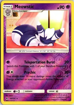 Meowstic 45/131 R Forbidden Light Pokemon Reverse Holo NM/M - Image 1