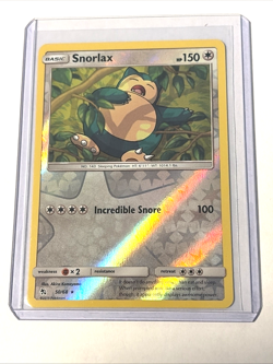 Pokemon Card Hidden Fates Snorlax REVERSE HOLO RARE 50/68 - Image 1